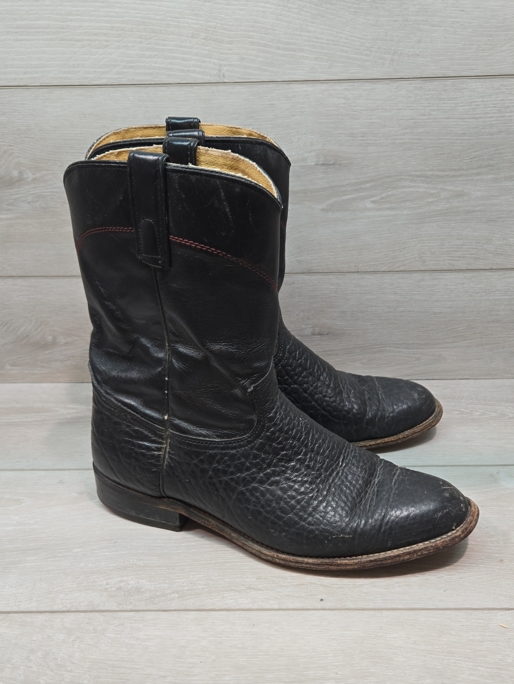 Roy Cooper Men's 8830Black Leather Cowboy Boots -Classic Western Shoes 12 EE